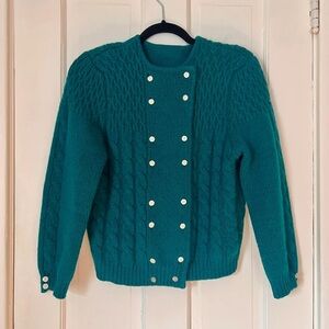 Elegant Teal Button-Front Cardigan